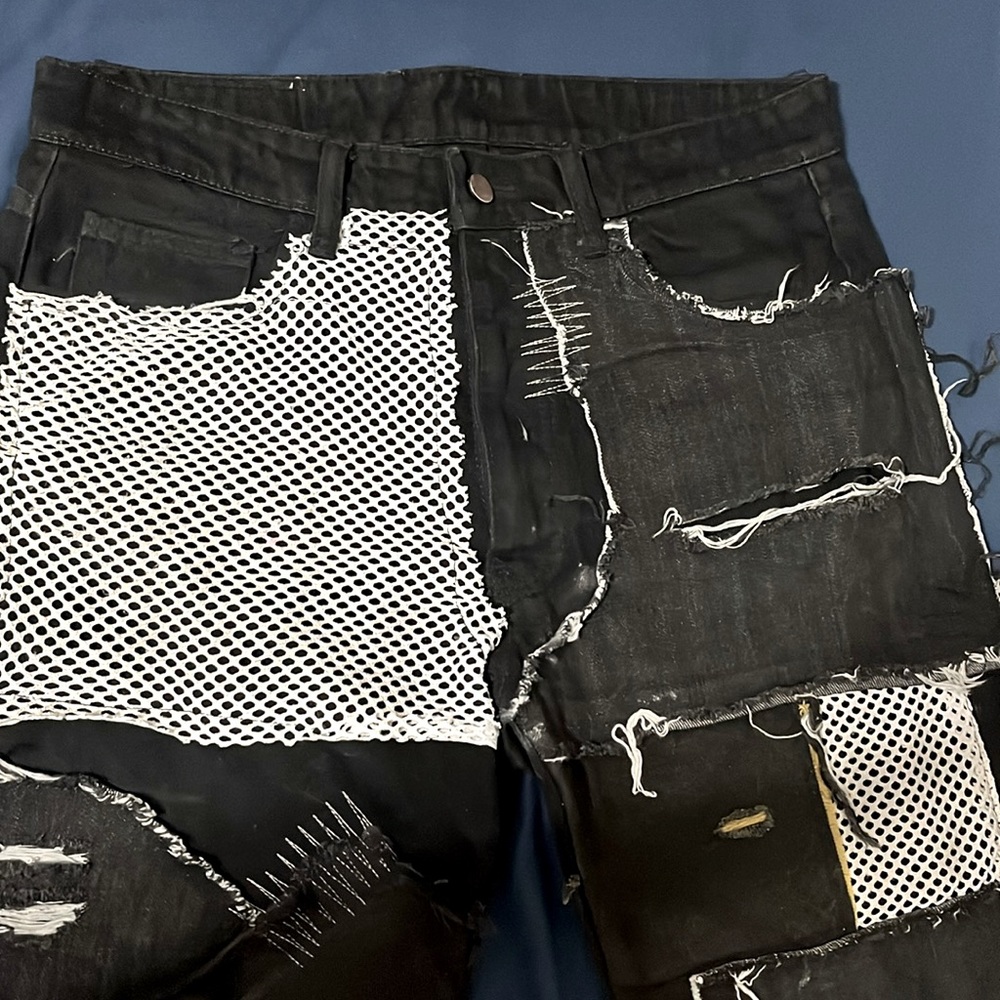 mnml Washed black patchwork Denim jeans